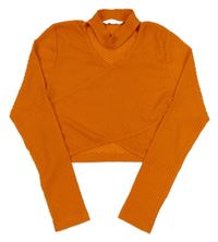 Pomerančové vzorované crop triko Candy Couture