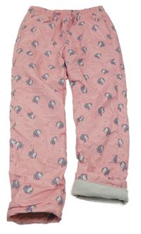 Růžové šusťákové thermo kalhoty s jednorožci LC WaIKIKI