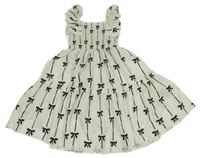 Bílo-černé šaty s mašlemi a volánky SHEIN