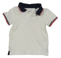 Bílo-tmavomodro-červené polo tričko s traktorem C&A