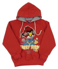 Červená teplá mikina s Angry Birds a kapucí 
