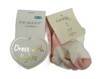 Nové - 2x - Punčocháče - Světlerůžové PRIMARK, bílo/světlerůžové George