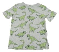 Světlešedé melírované tričko s dinosaury H&M