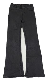 Tmavošedé flare super stretch PULL ON teplákové rifle H&M