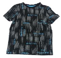 Černé melírované tričko s nápisy F&F