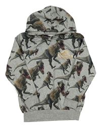 Šedá melírovaná mikina s dinosaury a kapucí - Jurský svět H&M