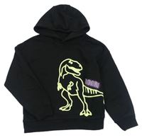 Černá mikina s dinosaurem a kapucí Primark
