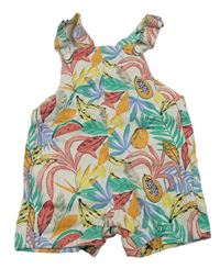 Bílo-barevné riflové laclové kraťasy s ovocem a listy Primark
