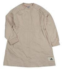 Světlerůžové teplákové šaty s logem Adidas
