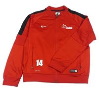 Červená sportovní propínací funkční mikina s nápisem Nike