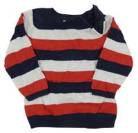 Tmavomodro-bílo-červený pruhovaný svetr H&M