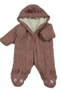 Starorůžová pletená zateplená kombinéza s kapucí zn. george