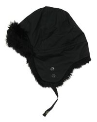 Antracitová šusťáková beranice s kožešinou H&M