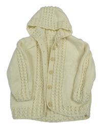 Krémový propínací svetr s kapucí