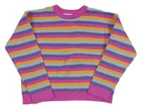Fuchsiovo-barevný pruhovaný svetr Shein