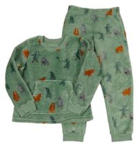 Zelené chlupaté pyžamo s medvědy Nutmeg