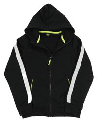 Černá propínací mikina s pruhem na rukávech a kapucí Y.F.K.