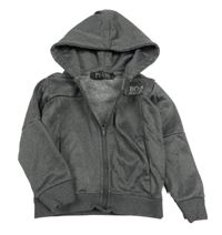 Tmavošedá melírovaná sportovní propínací mikina s kapucí Hugo Boss