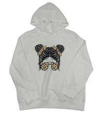 Bílá lehká mikina s dívkou a kapucí