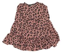 Starorůžové úpletové šaty s leopardím vzorem F&F