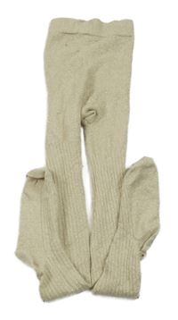 Béžové třpytivé žebrované punčocháče