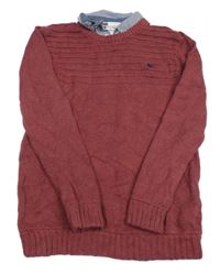 Vínový svetr s košilovým límcem Jasper Conran