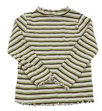 Zeleno-růžovo-smetanové pruhované žebrované triko Topolino