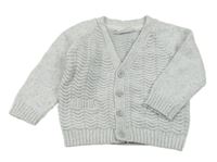 Světlešedo-bílý vzorovaný propínací svetr F&F