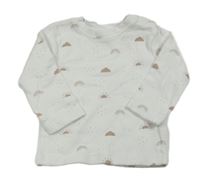 Bílé žebrované triko s mraky s duhami Topomini