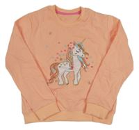 Korálová mikina s jednorožcem s flitry