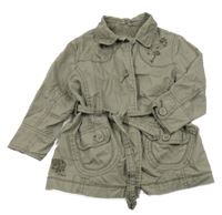 Khaki plátěná jarní parka s výšivkami květin S. Oliver