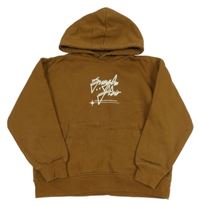 Hnědá mikina s nápisem a kapucí Zara