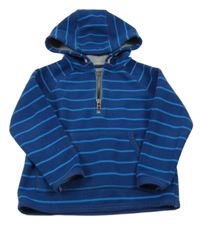 Tmavomodro-modrá pruhovaná fleecová mikina s kapucí John Lewis