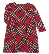 Červeno-černo-bílé kostkované šaty H&M