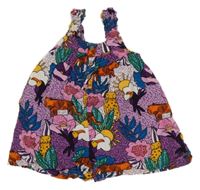 Fialovo-barevný květovaný kraťasový overal se zvířaty Next