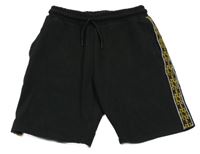 Černé teplákové kraťasy se vzorovaným pruhem Next