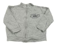 Šedá melírovaná propínací mikina s nápisem