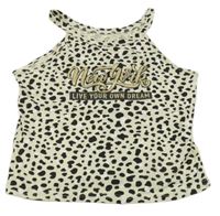 Béžový vzorovaný crop top s nápisem Page One Young