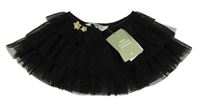 Nové - Černá třpytivá tylová vrstvená sukně s hvězdami H&M