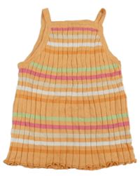 Oranžovo-barevný pruhovaný žebrovaný pletený top H&M