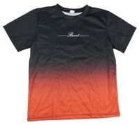 Černo-červené ombré sportovní tričko s nápisem