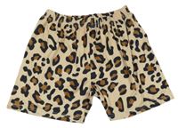 Béžovo-černo-hnědé kraťasy s leopardím vzorem