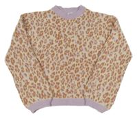 Béžovo-hnědo-lila crop svetr s leopardím vzorem M&S