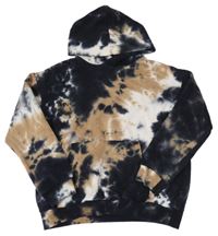 Černo-hnědo-bílá batikovaná mikina s kapucí H&M