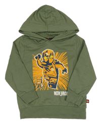 Khaki mikina s Lego Ninjago a kapucí Kabooki