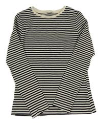 Béžovo-černé pruhované triko H&M