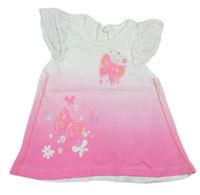 Bílo-růžové bavlněné šaty s motýlky George