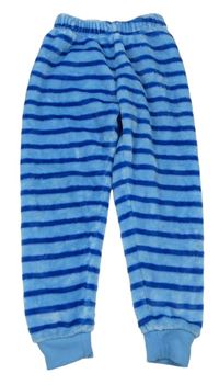 Modré pruhované chlupaté pyžamové kalhoty Alive
