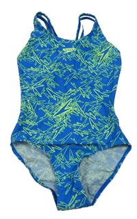 Modro-zelené vzorované jednodílné plavky Speedo