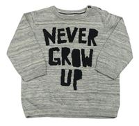 Šedý melírovaný lehký svetr s černým nápisem H&M